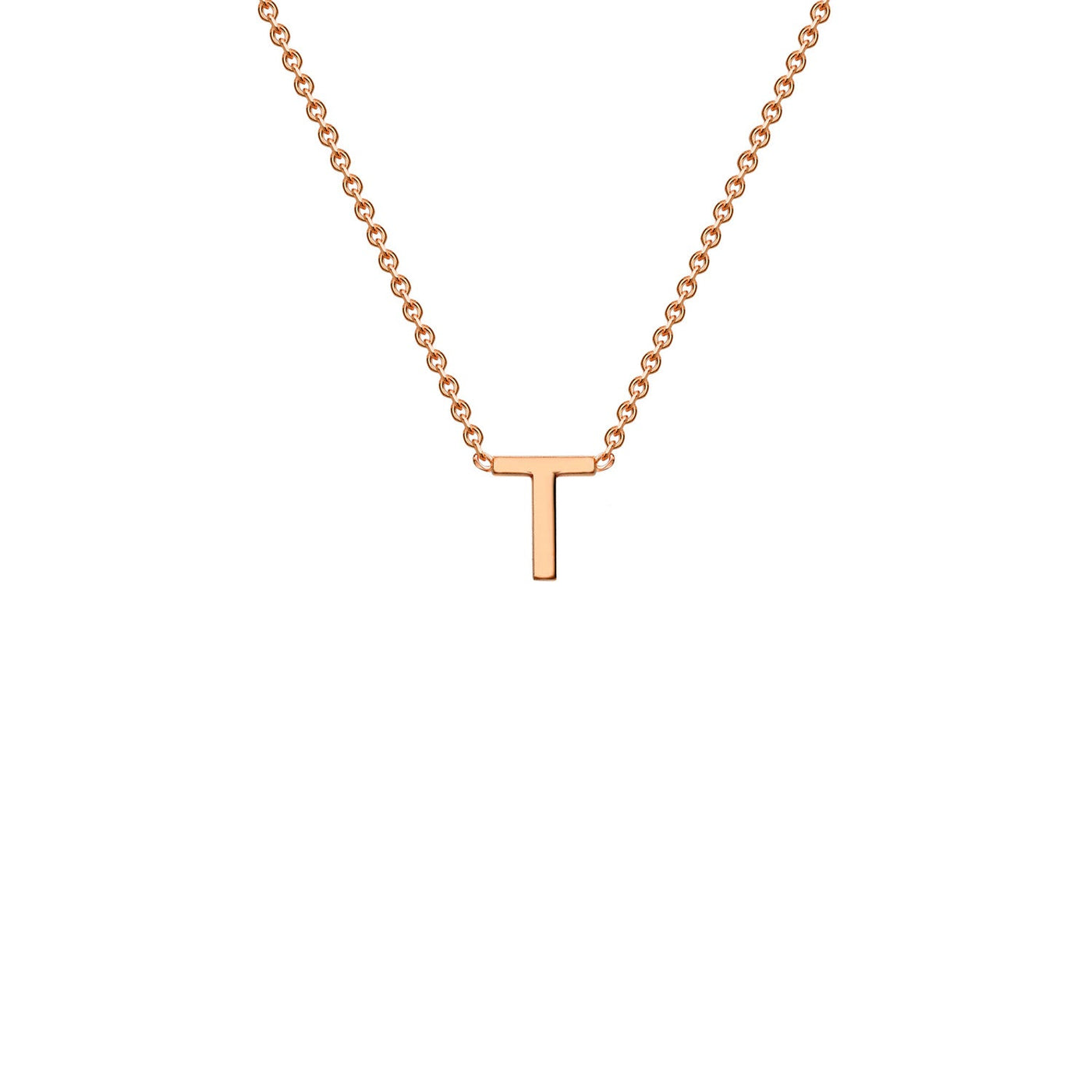 9K Rose Gold 'T' Initial Adjustable Letter Necklace 38/43cm