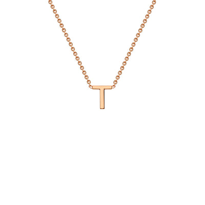 9K Rose Gold 'T' Initial Adjustable Letter Necklace 38/43cm