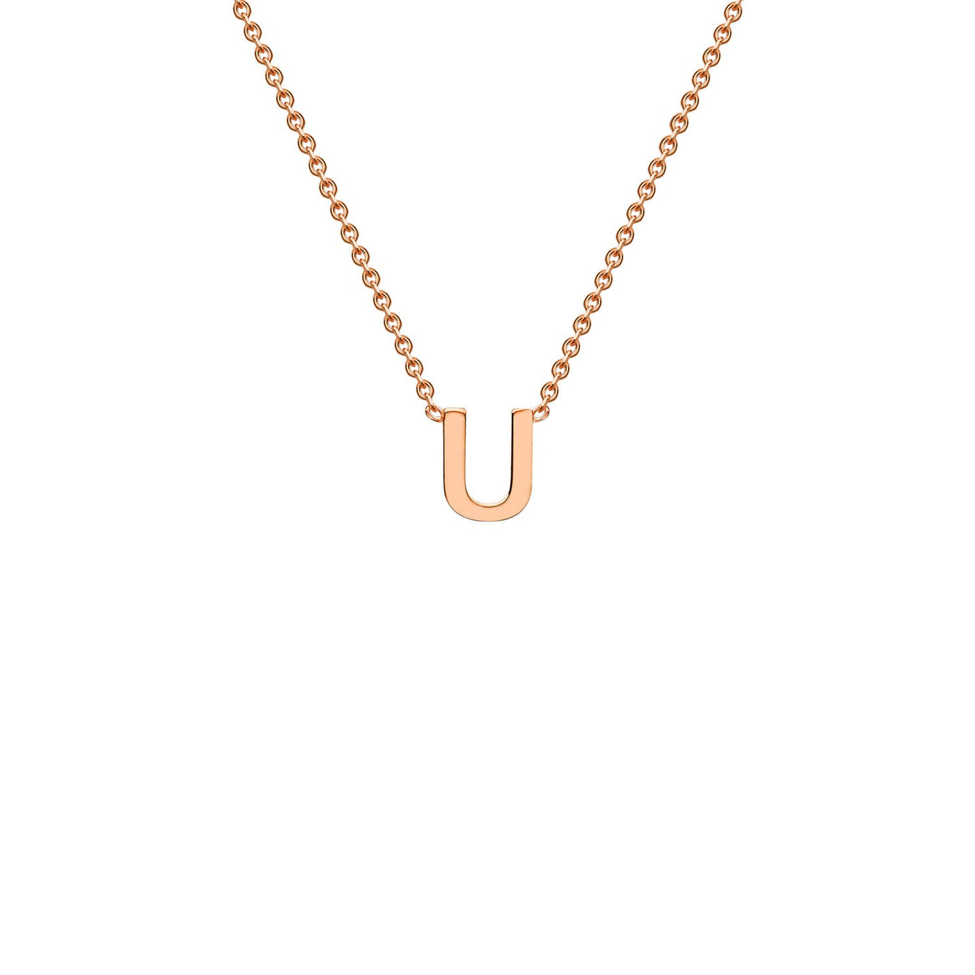 9K Rose Gold 'U' Initial Adjustable Letter Necklace 38/43cm