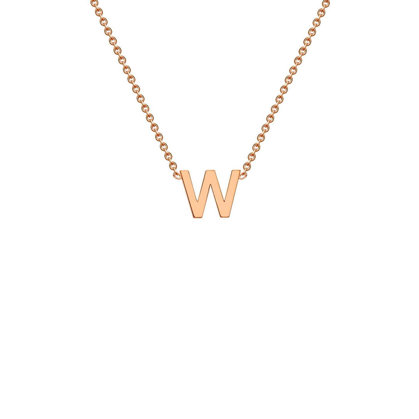 9K Rose Gold 'W' Initial Adjustable Letter Necklace 38/43cm