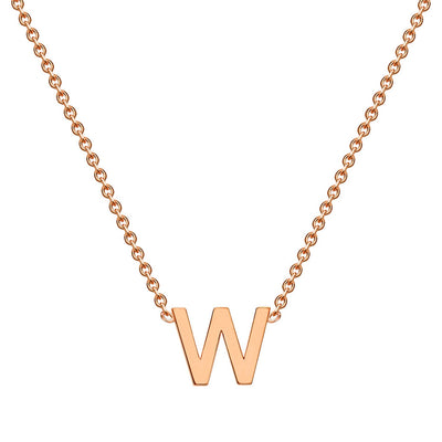 9K Rose Gold 'W' Initial Adjustable Letter Necklace 38/43cm