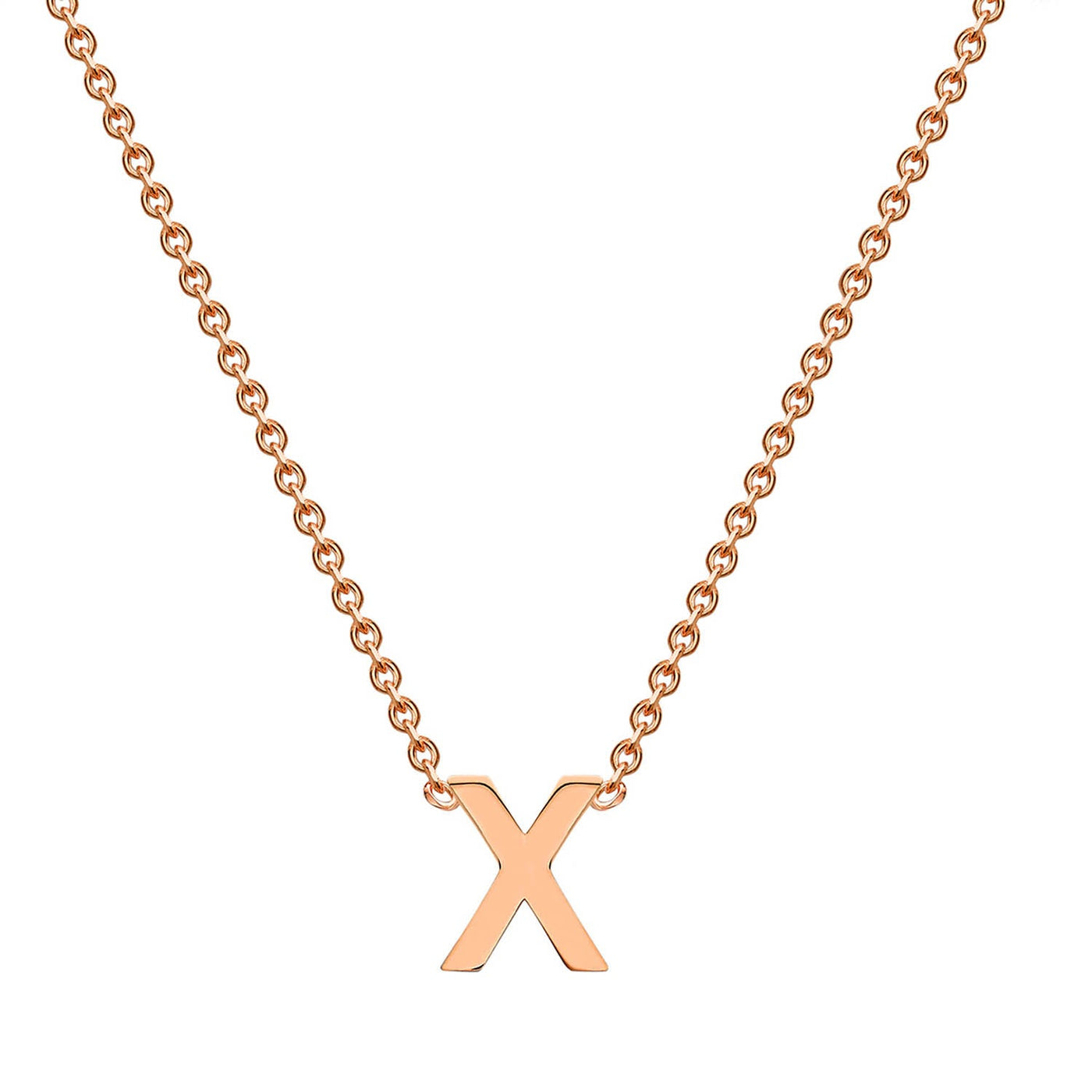 9K Rose Gold 'X' Initial Adjustable Letter Necklace 38/43cm