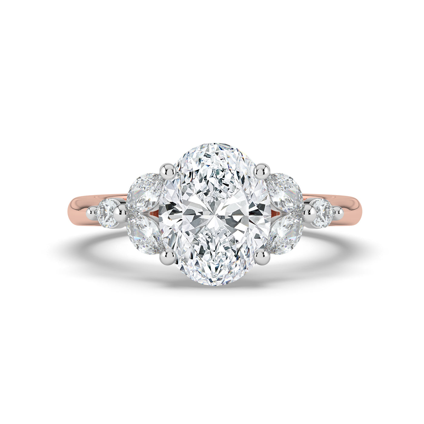 Oval with Marquise & Round Shoulders Ring