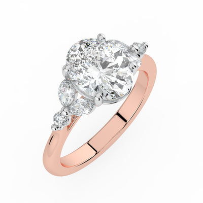 Oval with Marquise & Round Shoulders Ring
