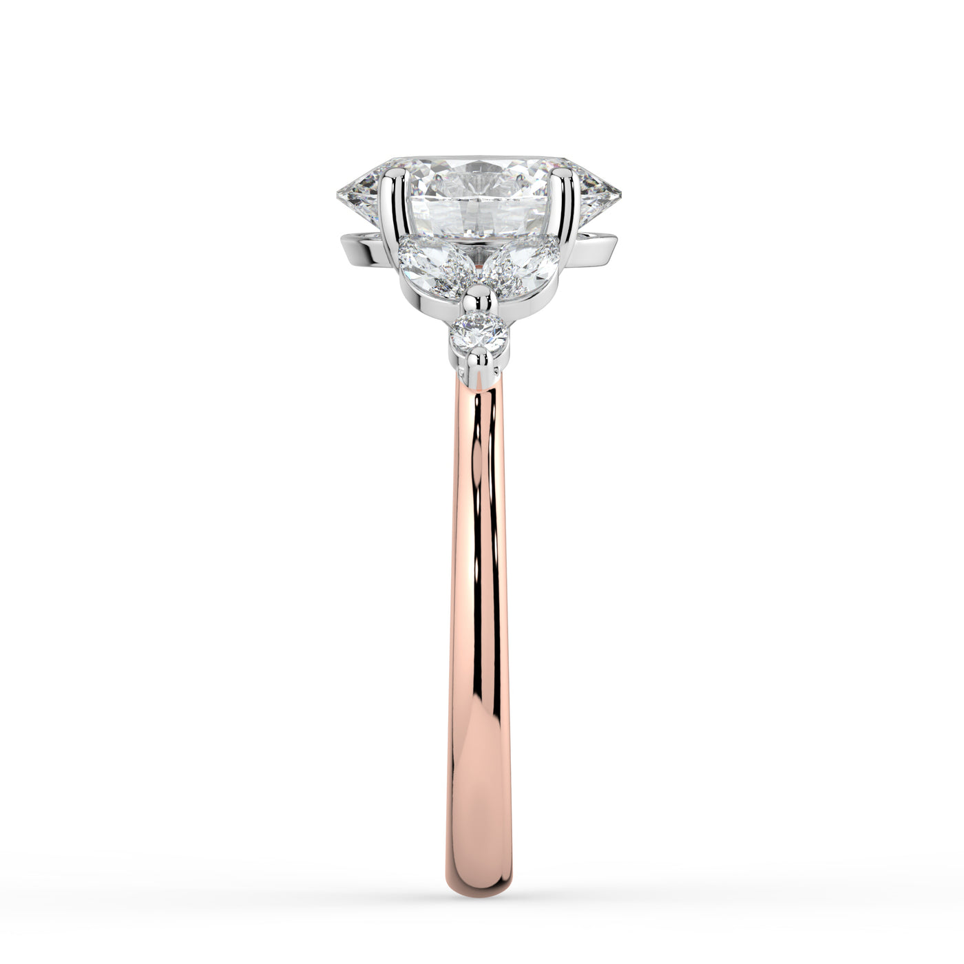 Oval with Marquise & Round Shoulders Ring