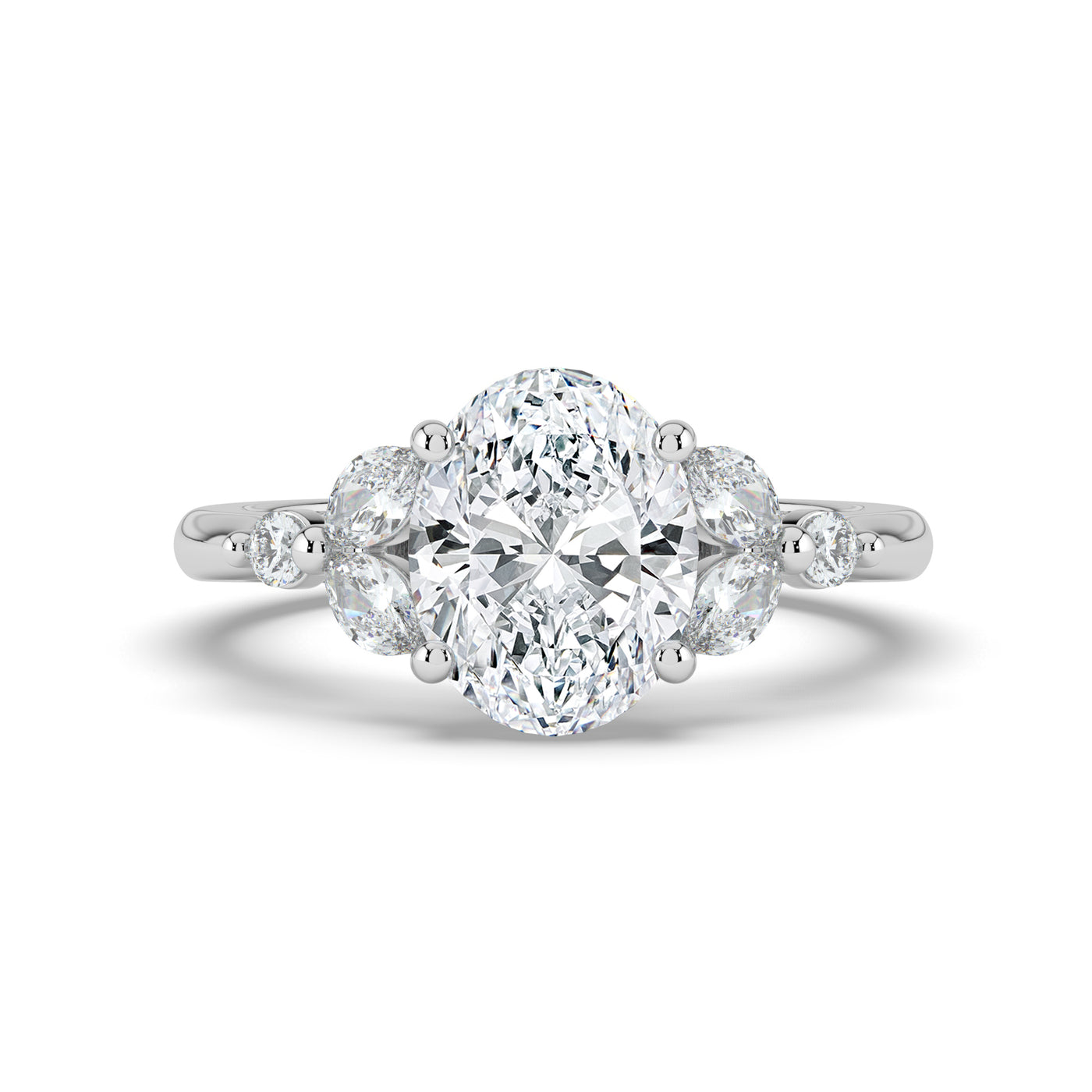 Oval with Marquise & Round Shoulders Ring