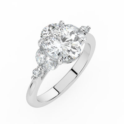 Oval with Marquise & Round Shoulders Ring