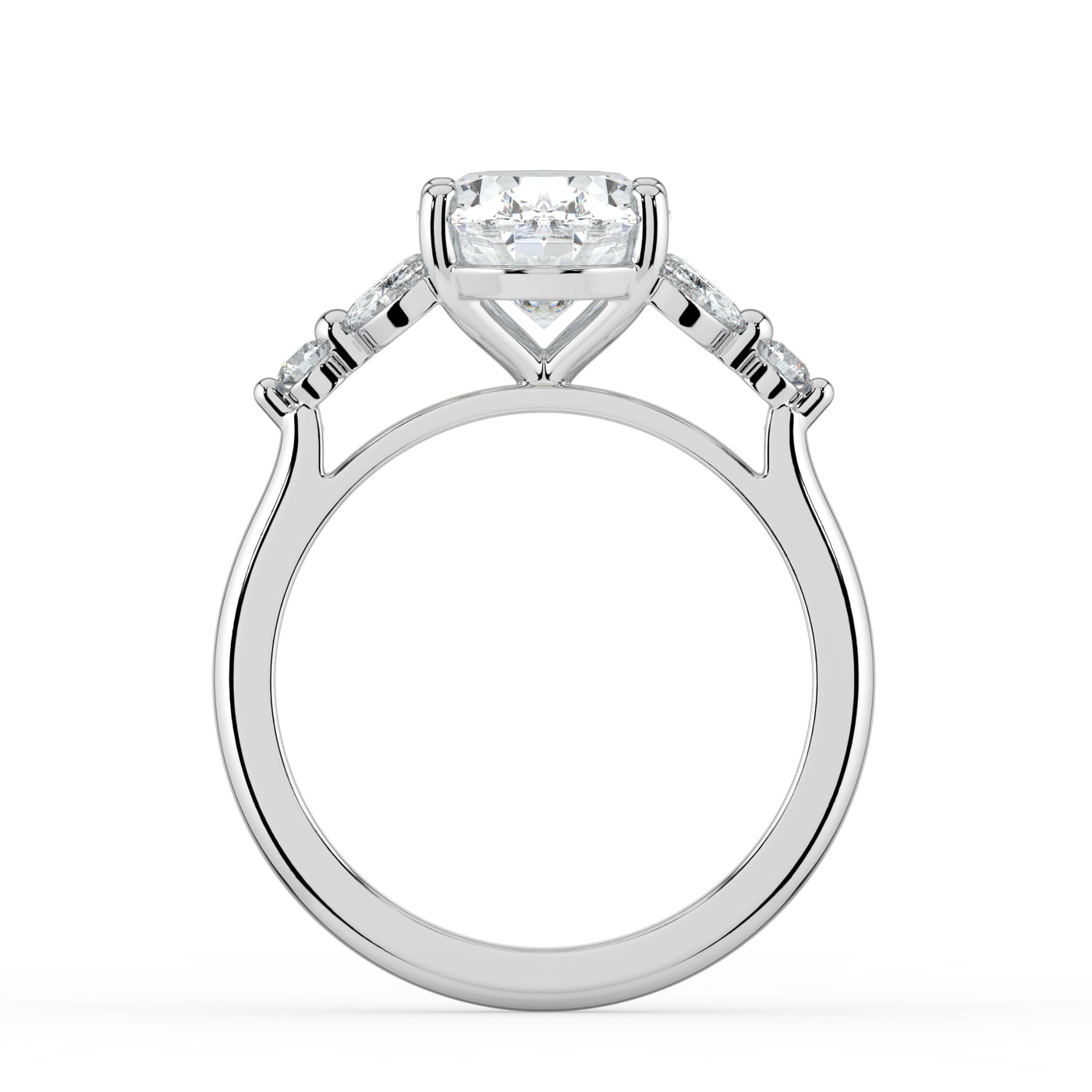 Oval with Marquise & Round Shoulders Ring