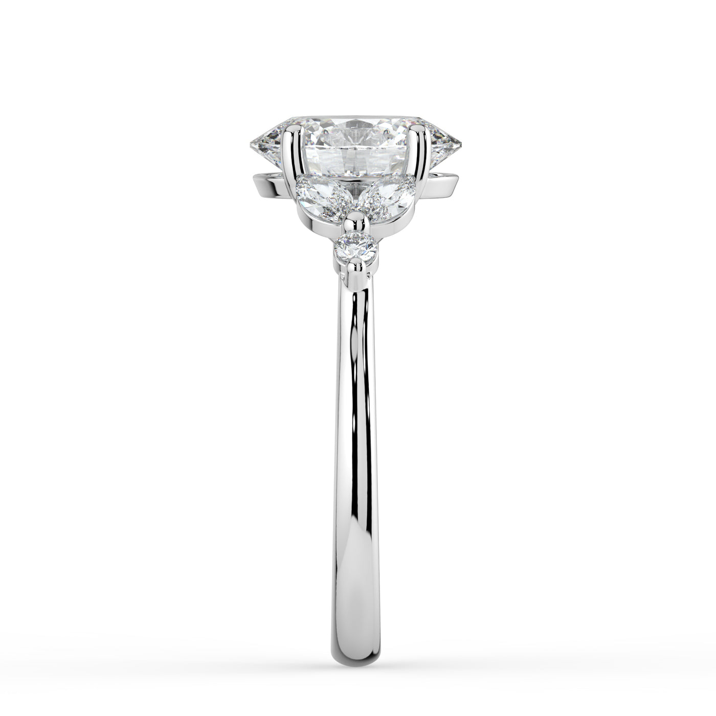 Oval with Marquise & Round Shoulders Ring