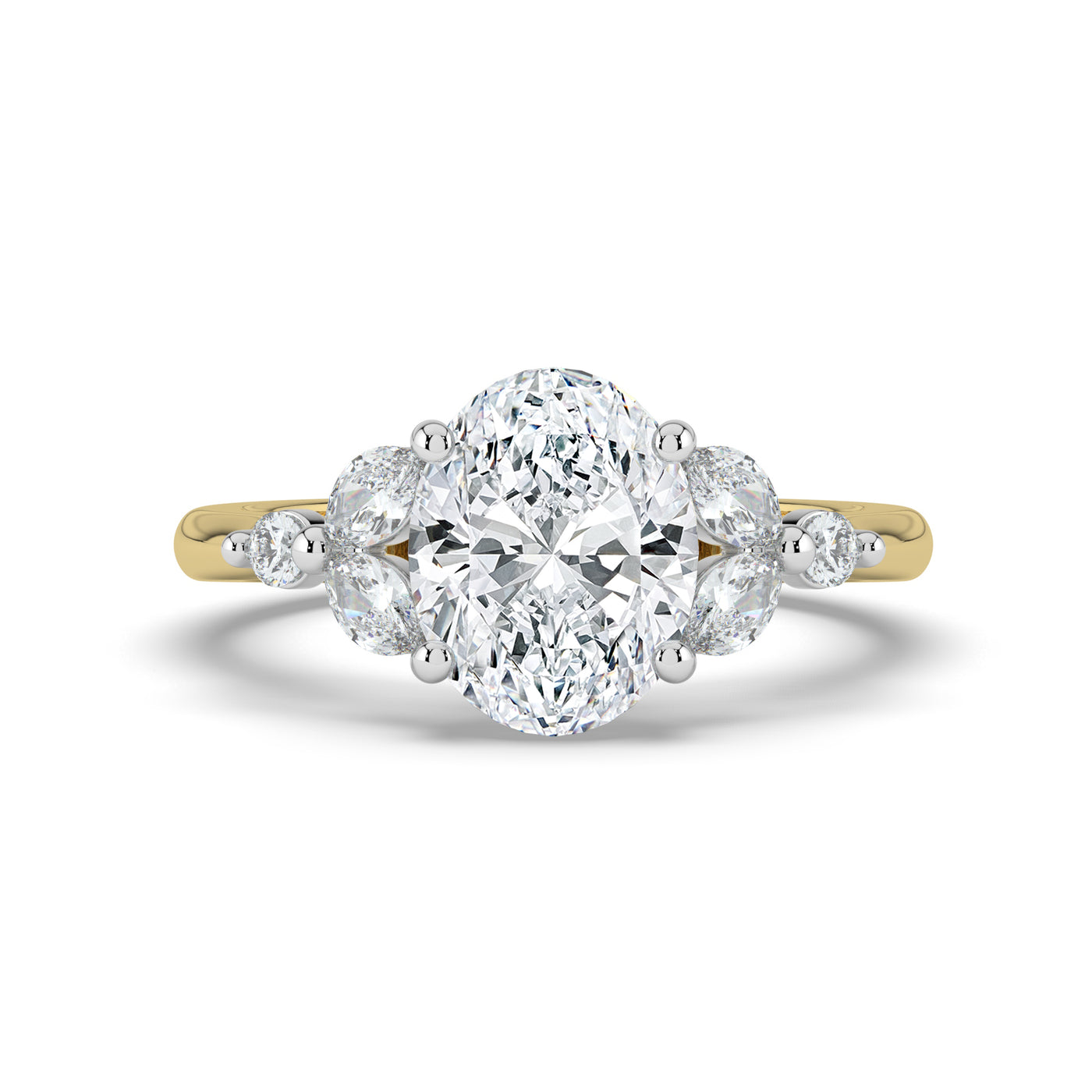 Oval with Marquise & Round Shoulders Ring