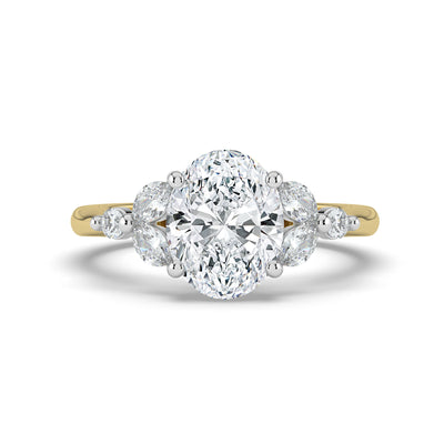 Oval with Marquise & Round Shoulders Ring