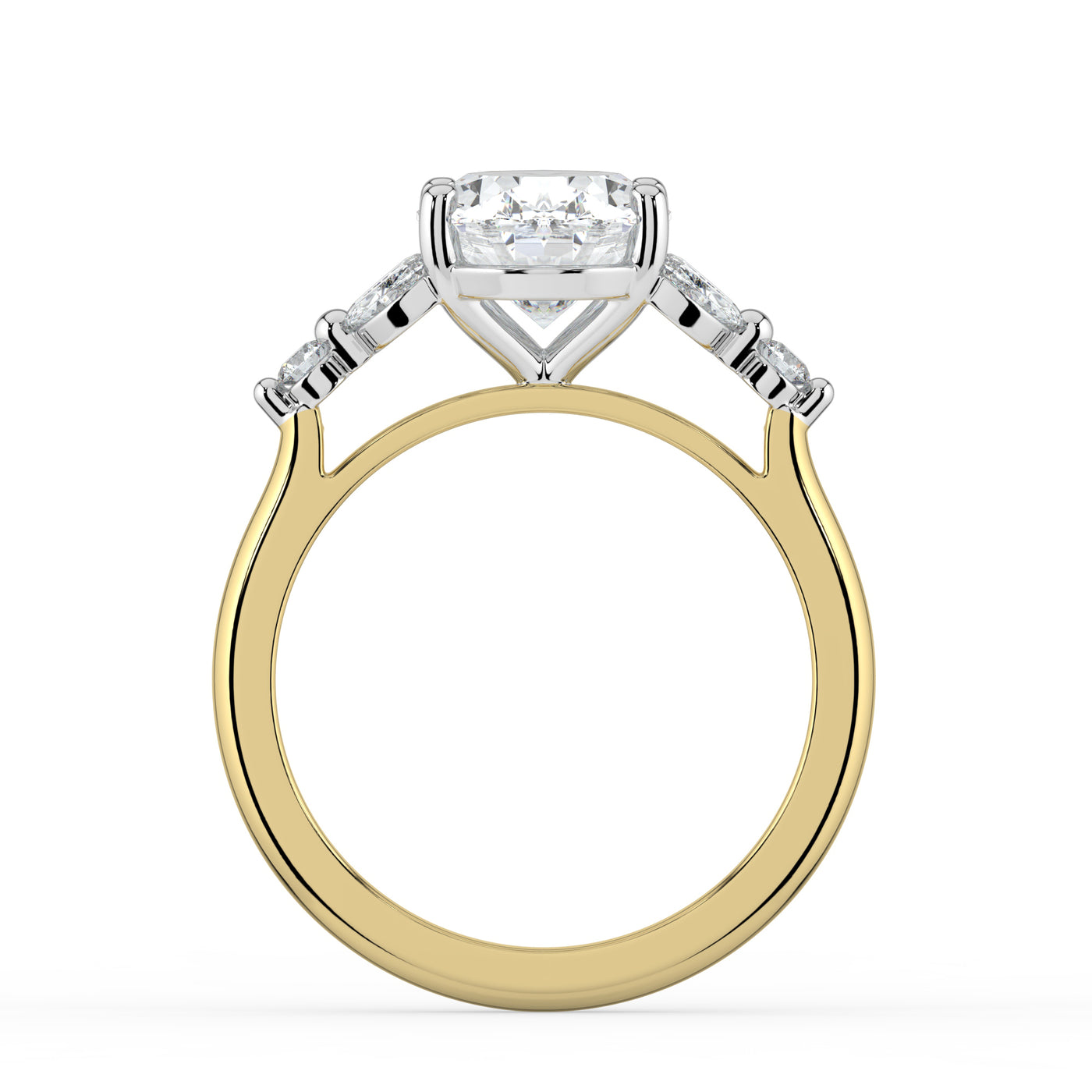 Oval with Marquise & Round Shoulders Ring