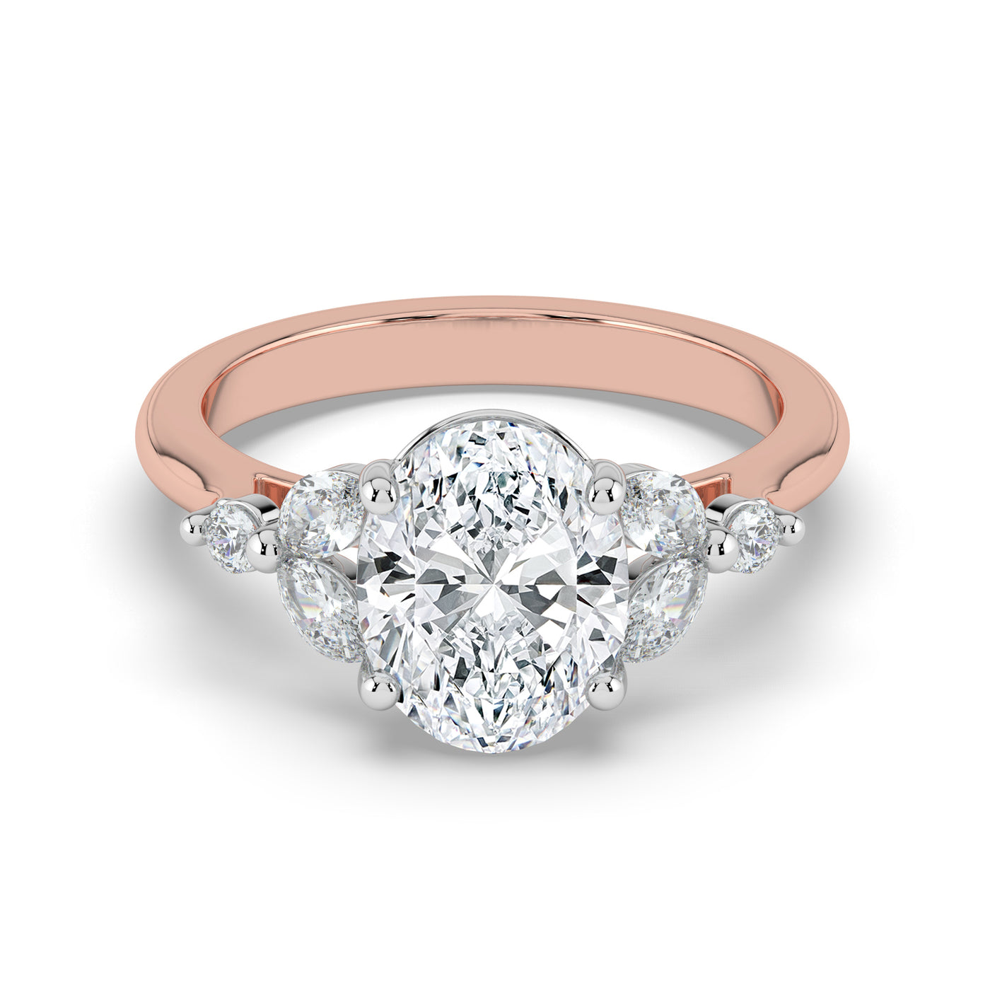 Oval with Marquise & Round Shoulders Ring