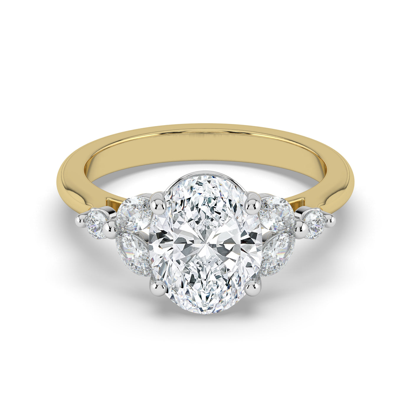 Oval with Marquise & Round Shoulders Ring