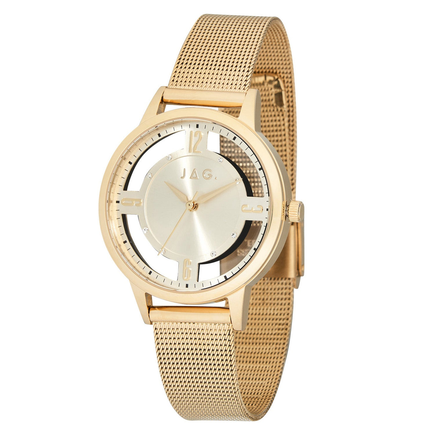Jag Como Gold Stainless Steel Mesh 36mm Watch