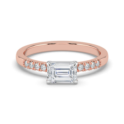 Horizontal Emerald Diamond Ring