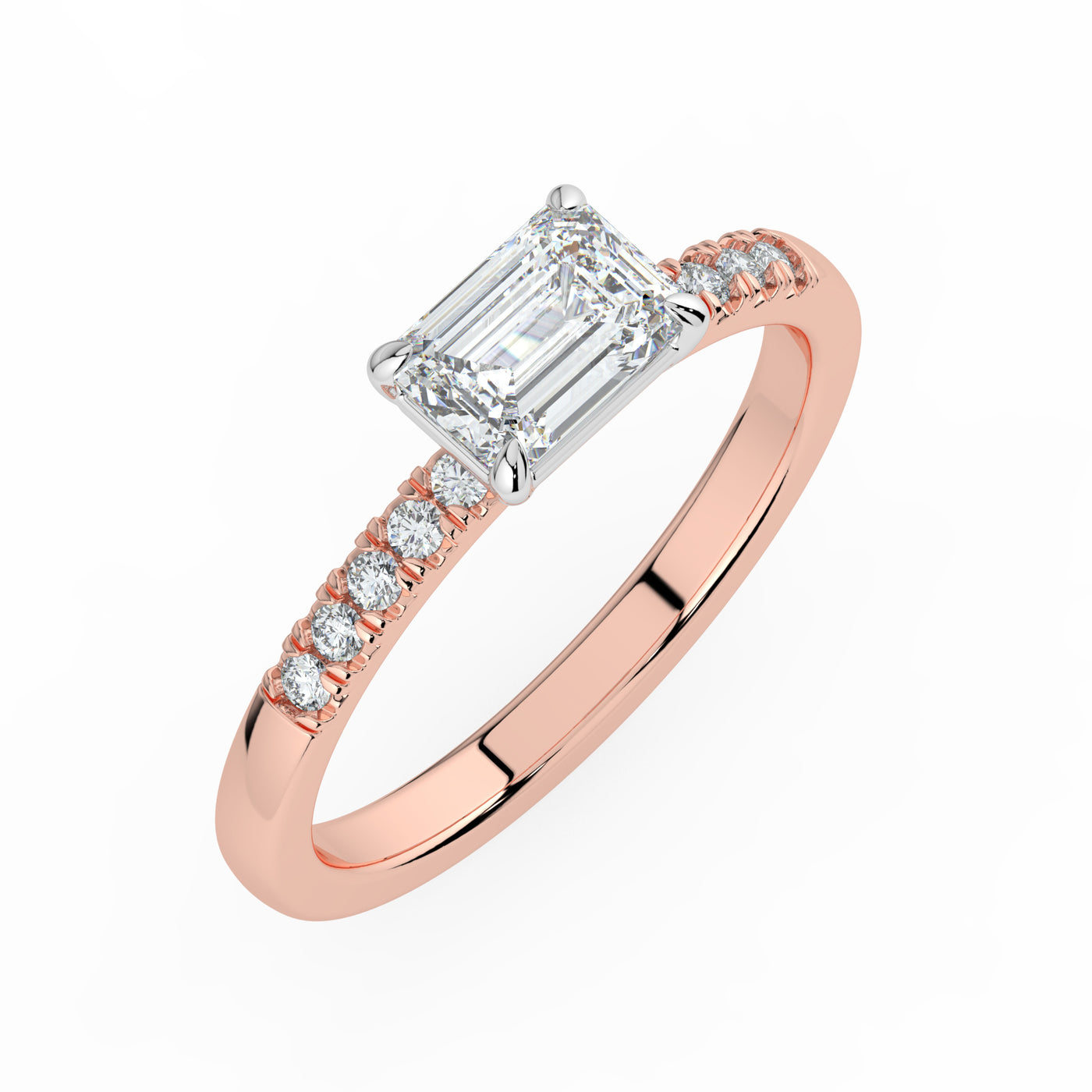 Horizontal Emerald Diamond Ring