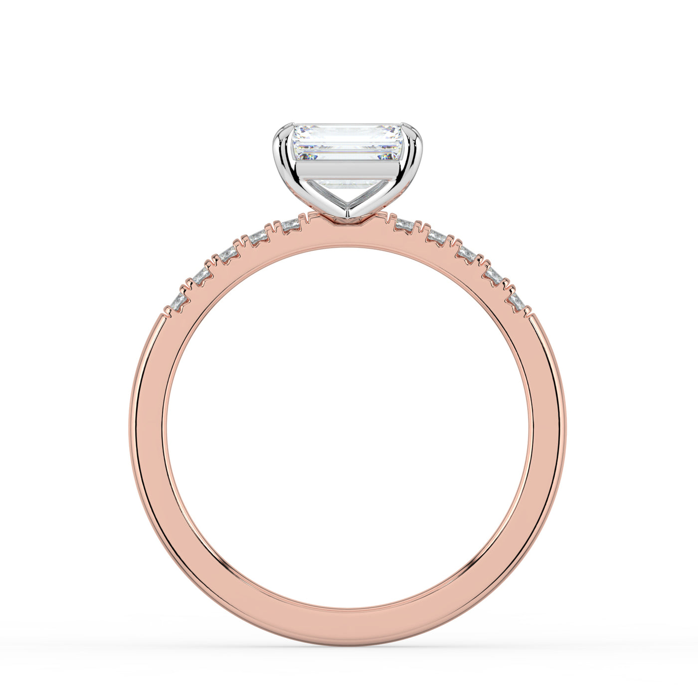 Horizontal Emerald Diamond Ring