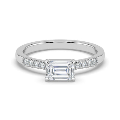 Horizontal Emerald Diamond Ring