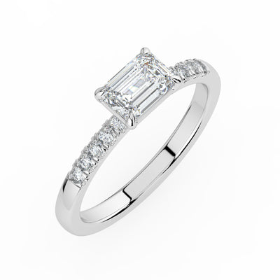 Horizontal Emerald Diamond Ring