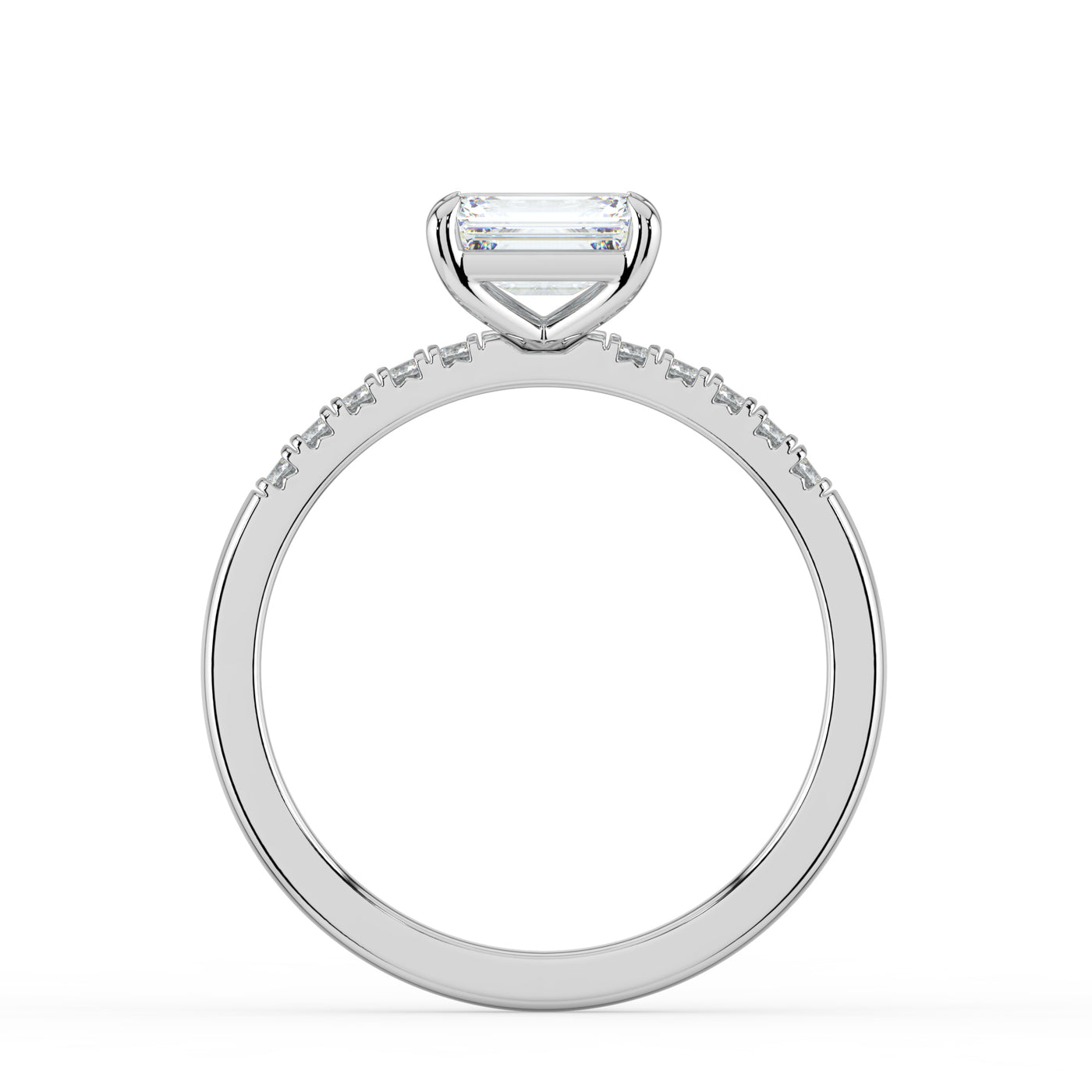 Horizontal Emerald Diamond Ring