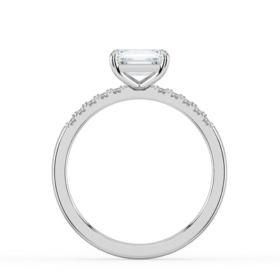 Horizontal Emerald Diamond Ring