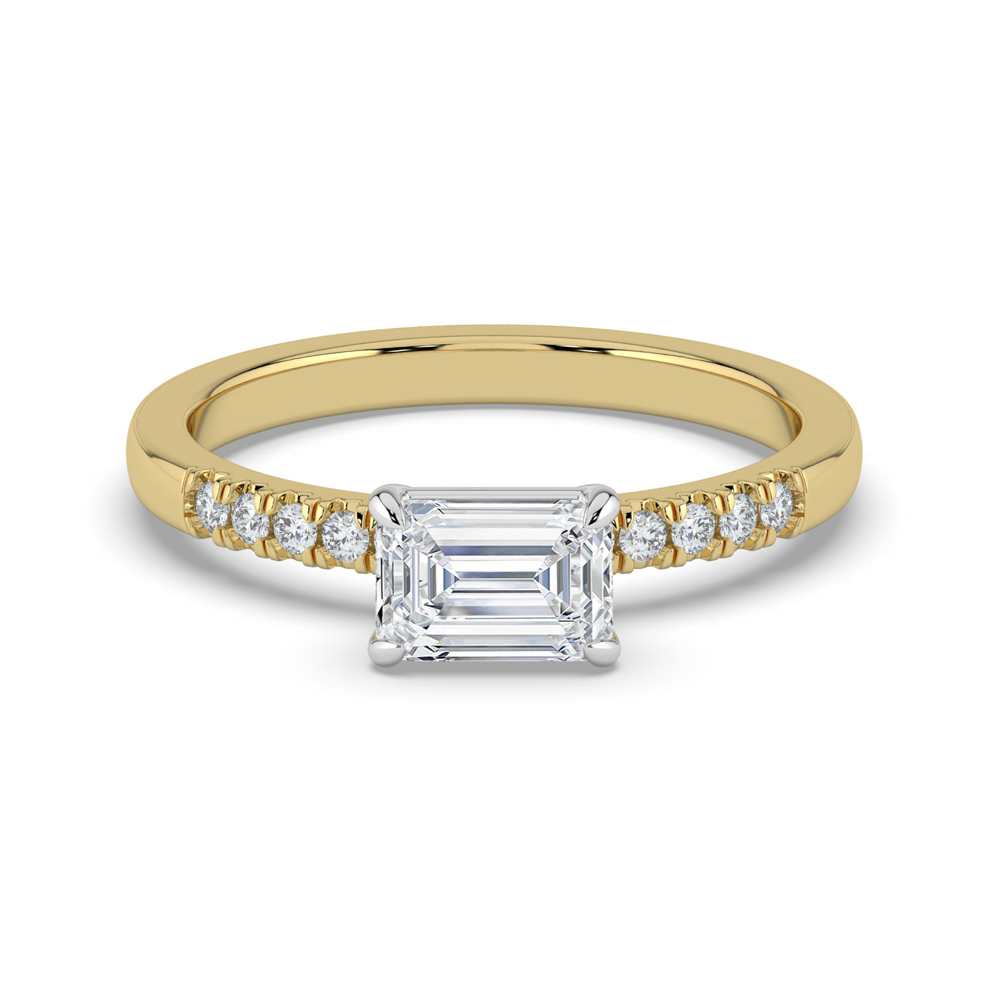 Horizontal Emerald Diamond Ring