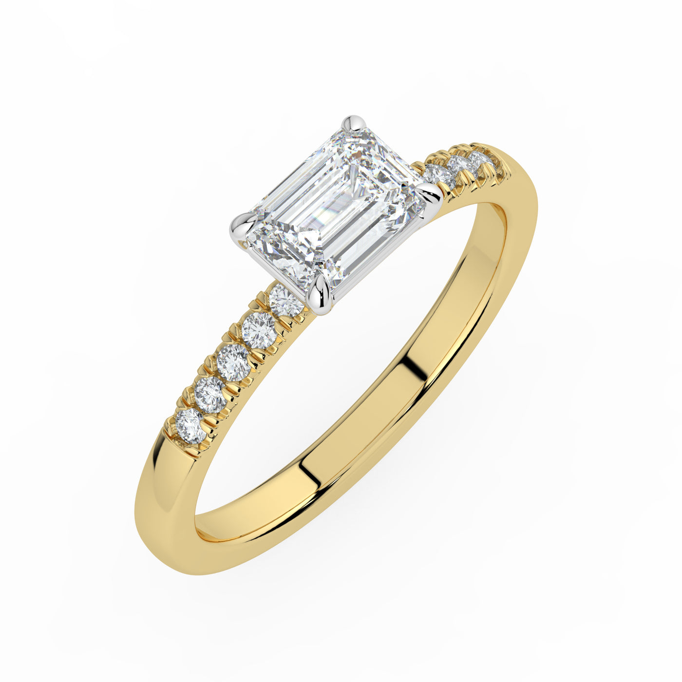 Horizontal Emerald Diamond Ring