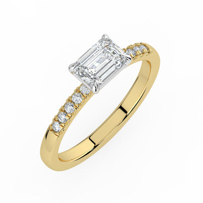 Horizontal Emerald Diamond Ring