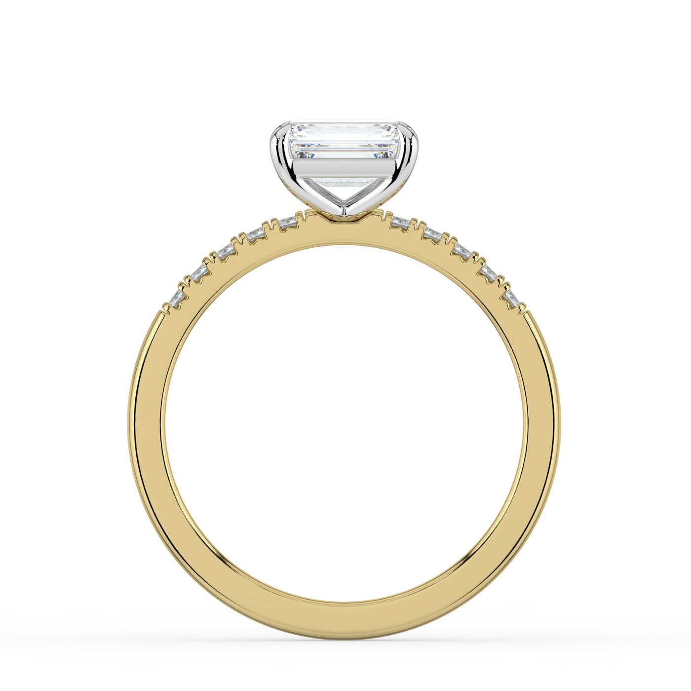 Horizontal Emerald Diamond Ring