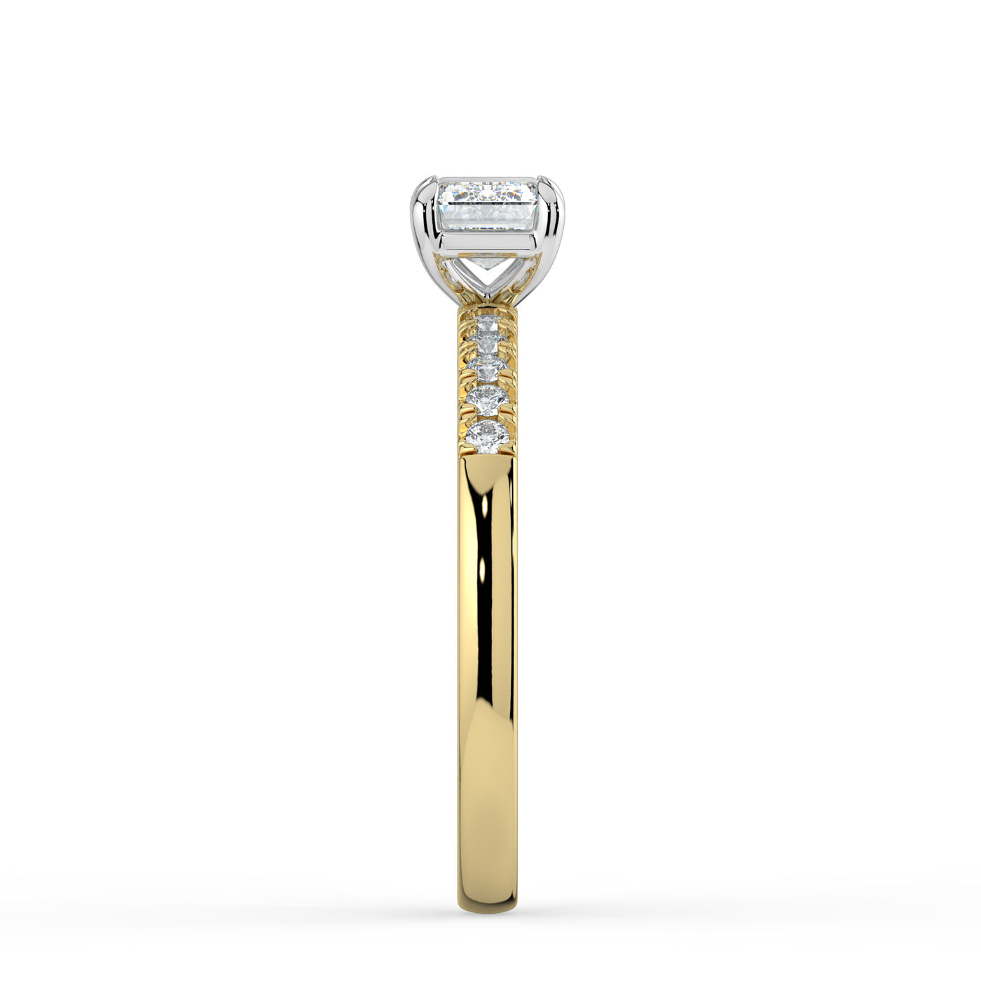 Horizontal Emerald Diamond Ring