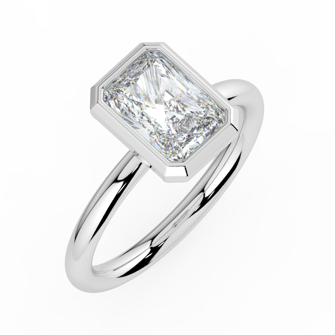 Emerald Bezel Set Solitaire Ring