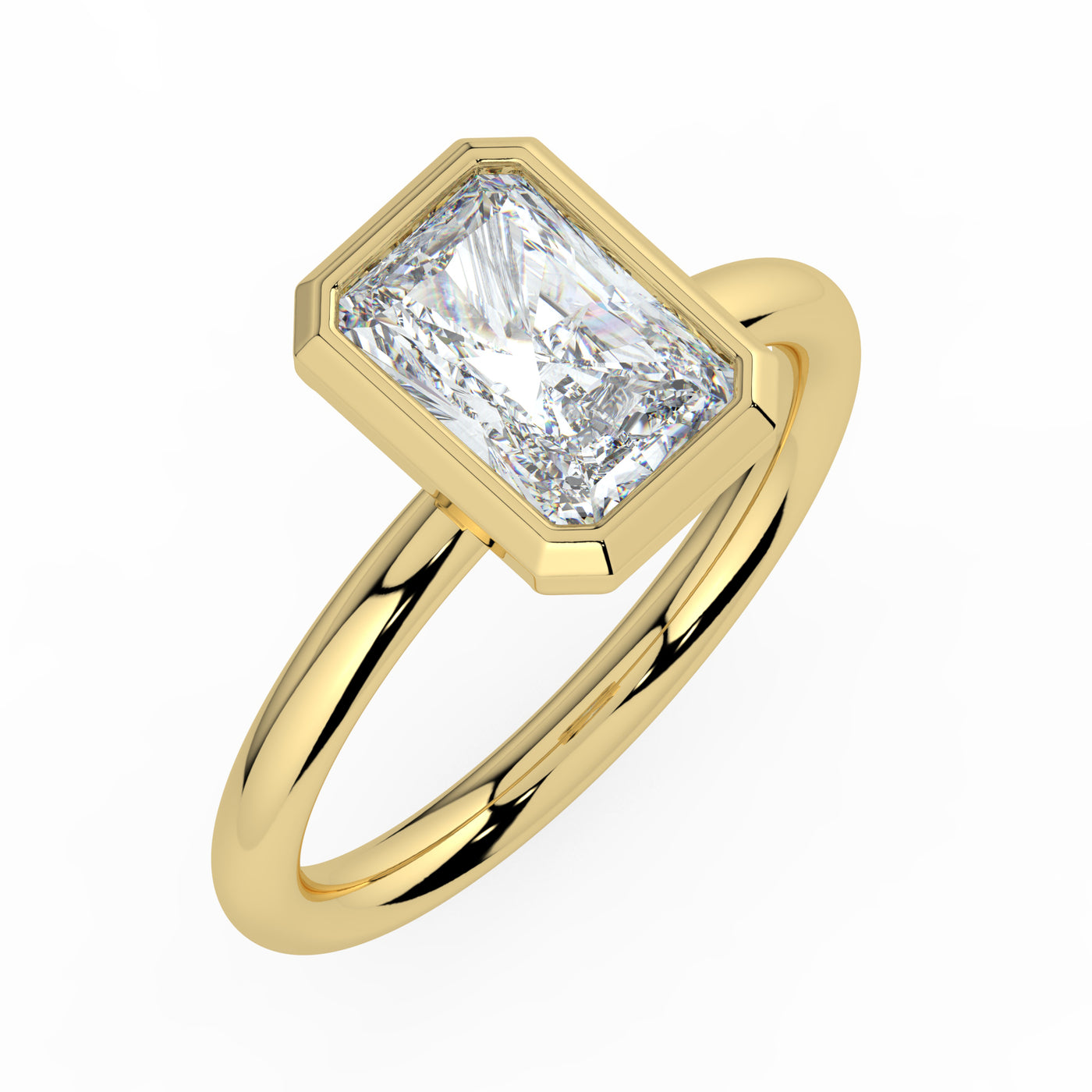 Emerald Bezel Set Solitaire Ring