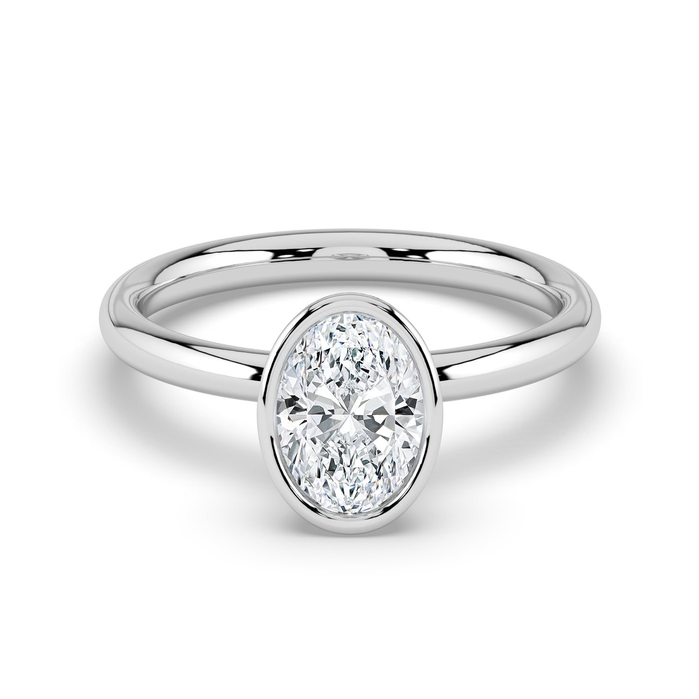 Oval Bezel Set Solitaire Ring