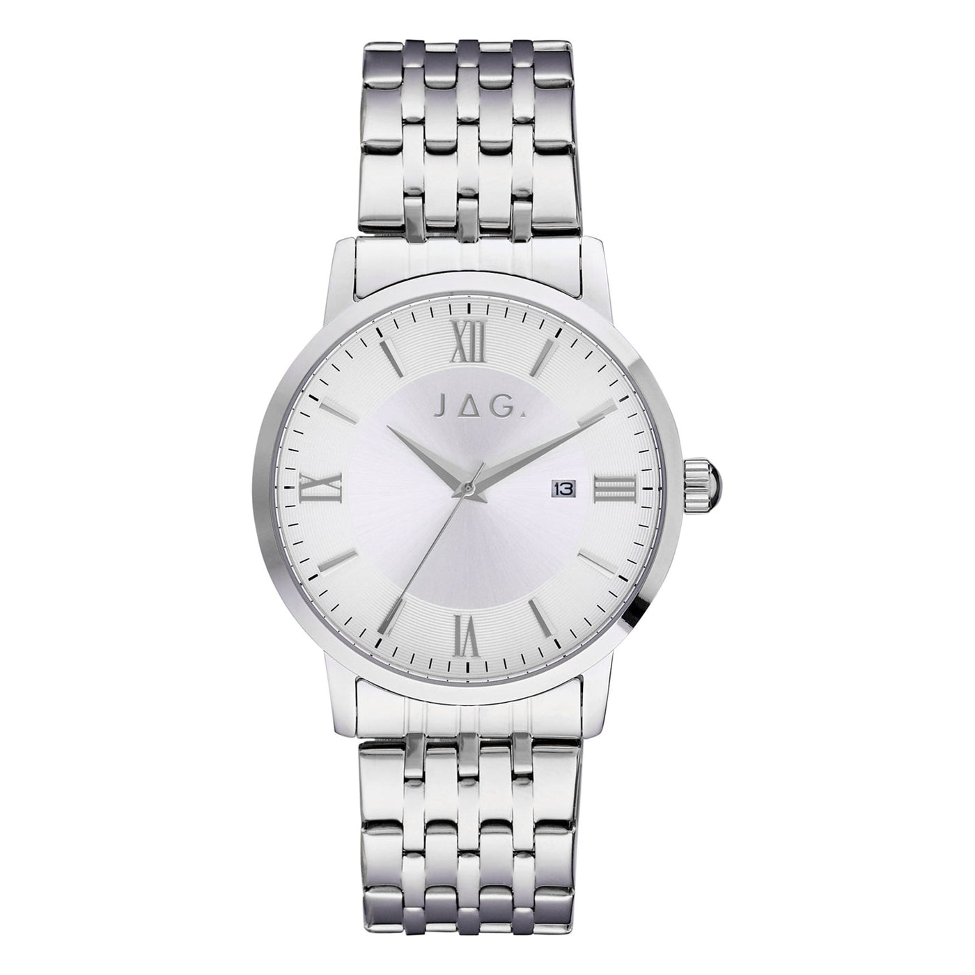 Jag Banks Silver Stainless Steel 42mm Watch