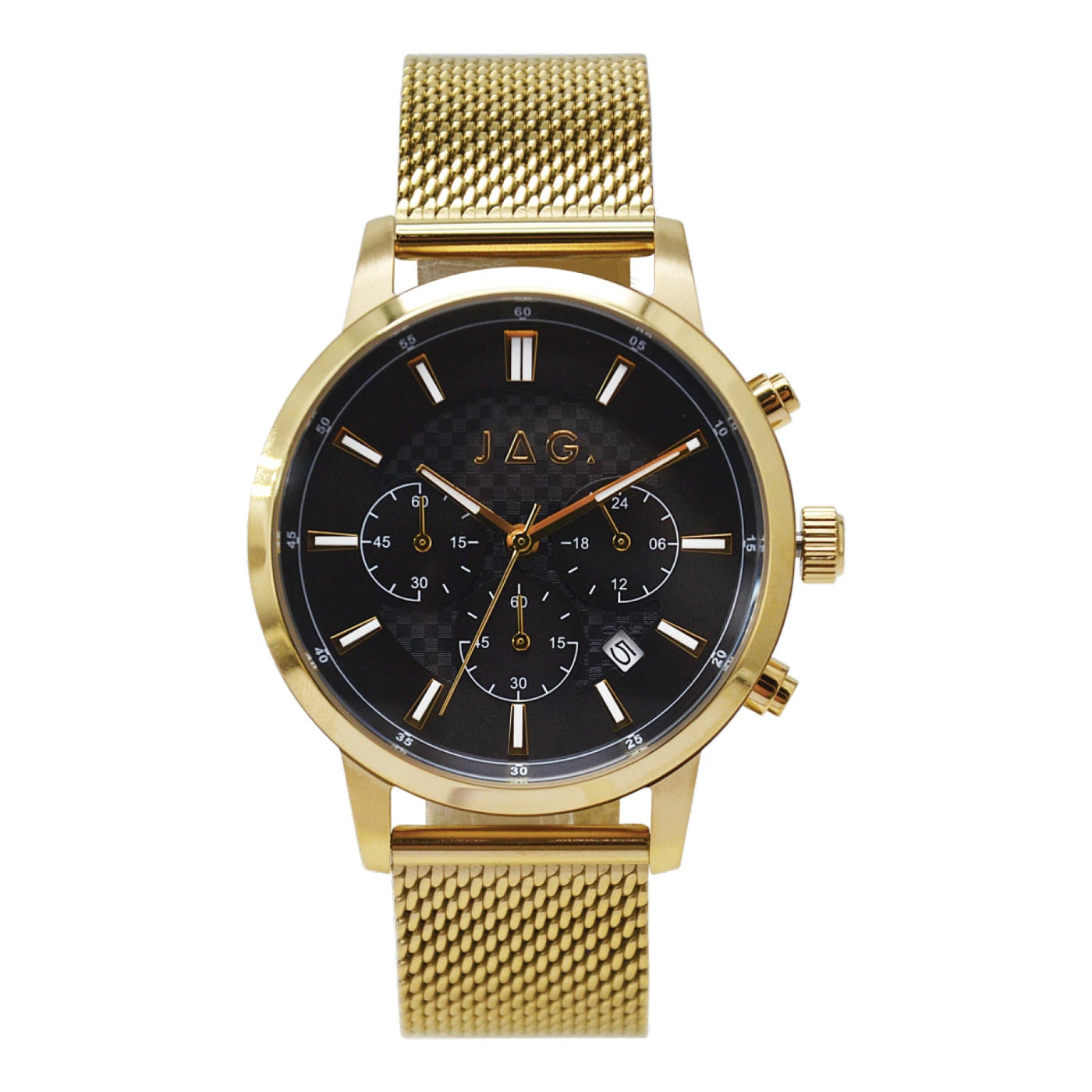 Jag Byron Gold Chronograph Black Dial Stainless Steel 42mm Watch