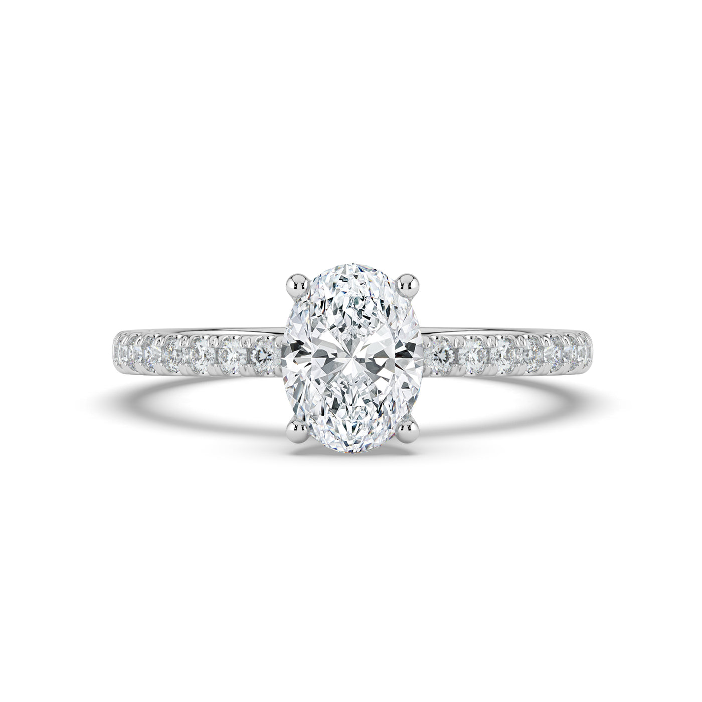 Oval and Diamond Shoulders Ring
