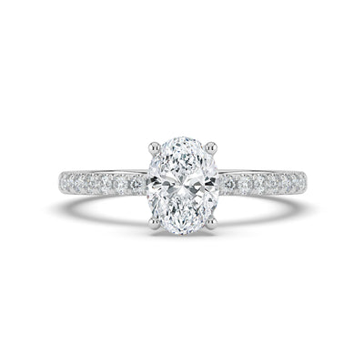 Oval and Diamond Shoulders Ring