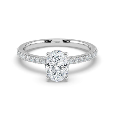 Oval and Diamond Shoulders Ring