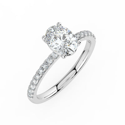 Oval and Diamond Shoulders Ring