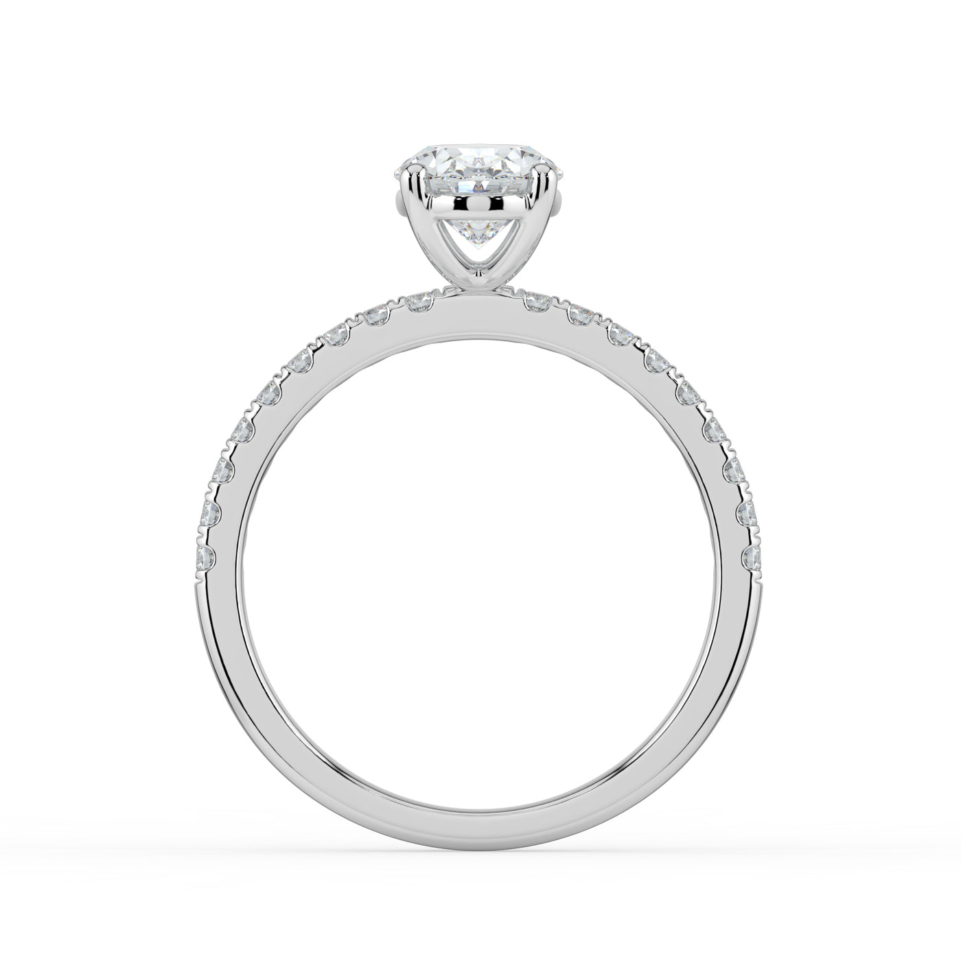 Oval and Diamond Shoulders Ring