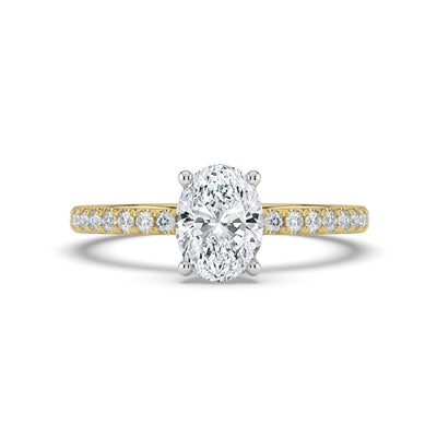 Oval and Diamond Shoulders Ring