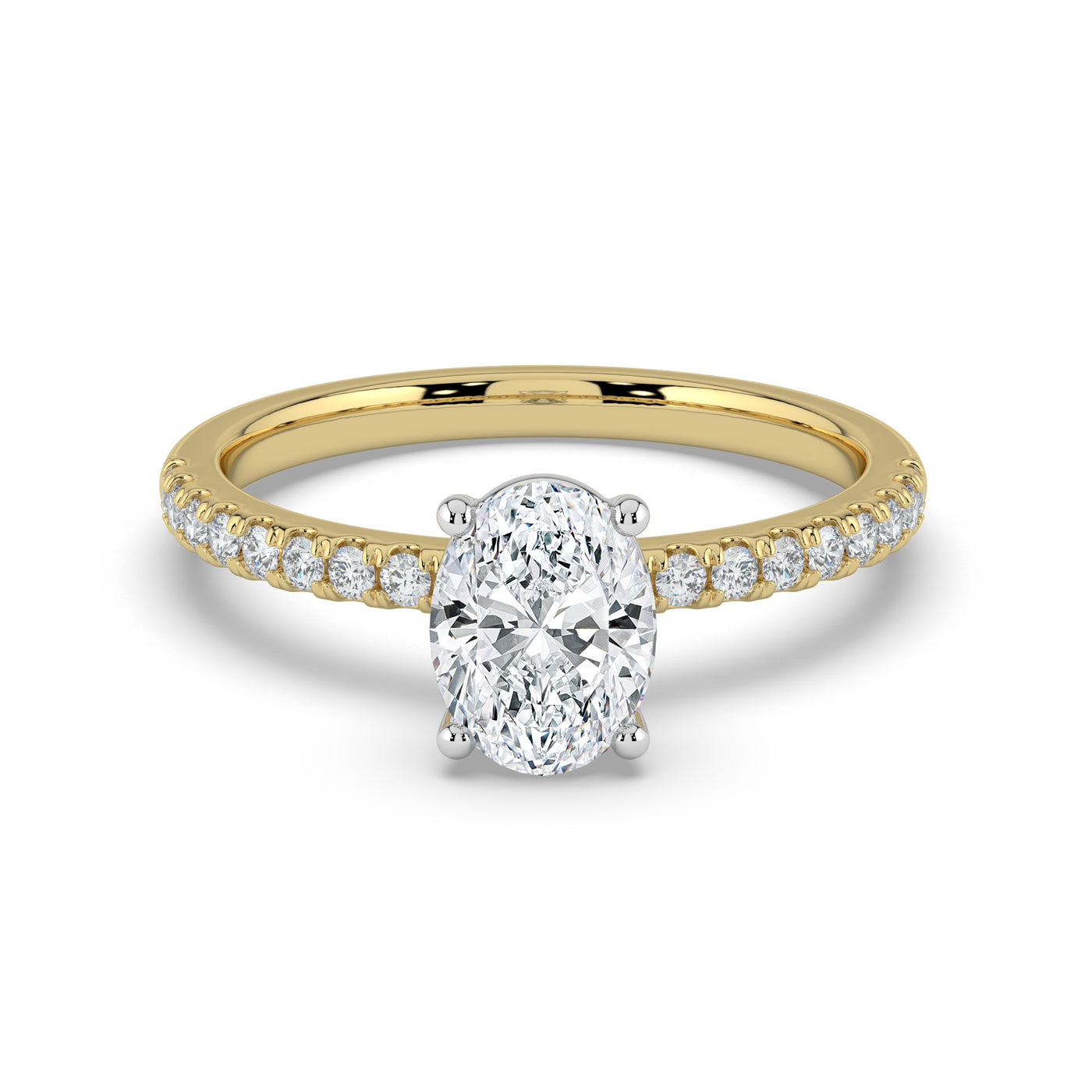 Oval and Diamond Shoulders Ring