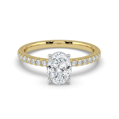 Oval and Diamond Shoulders Ring