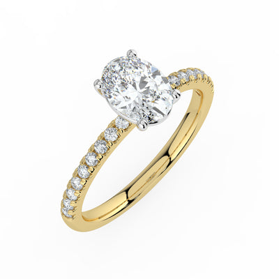 Oval and Diamond Shoulders Ring