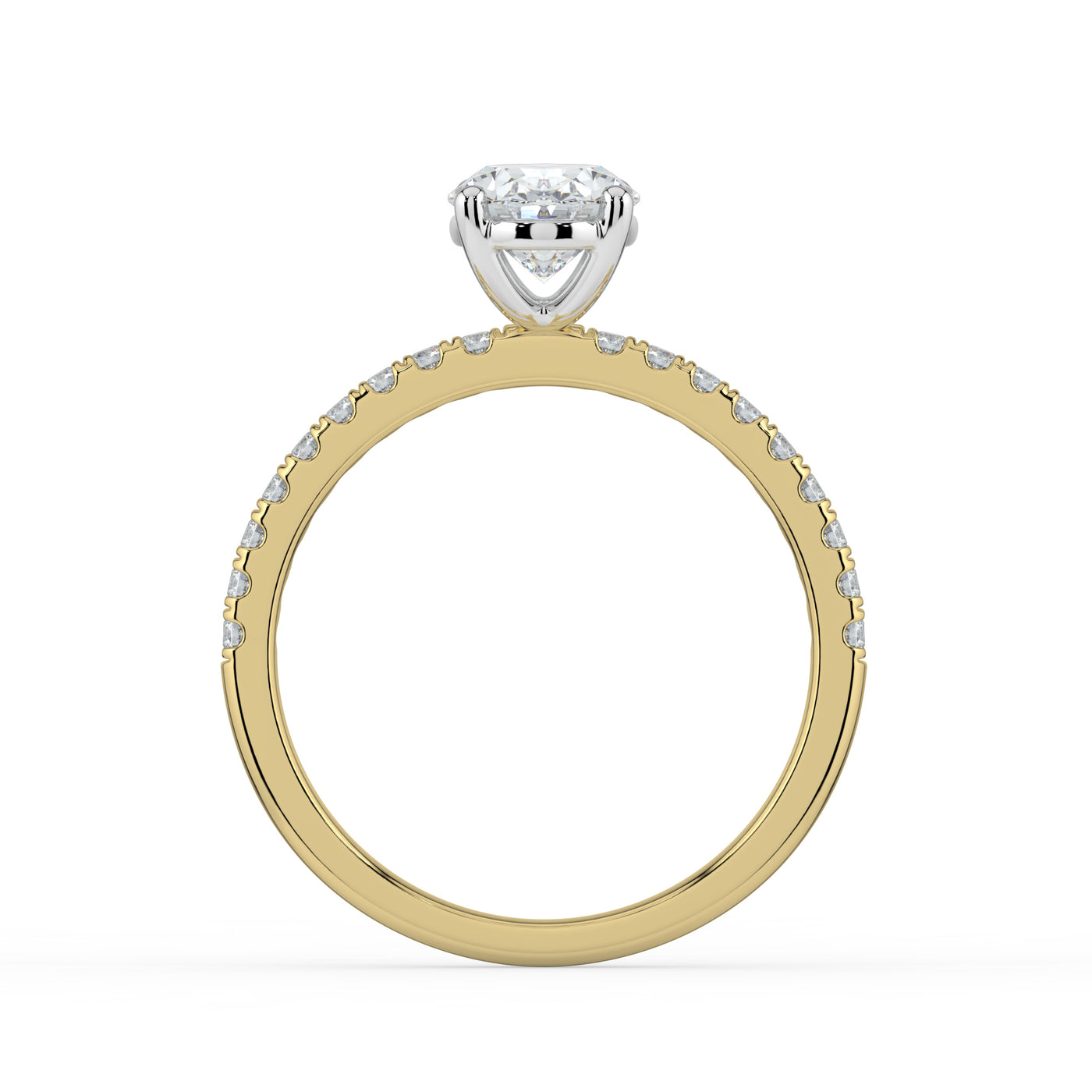 Oval and Diamond Shoulders Ring