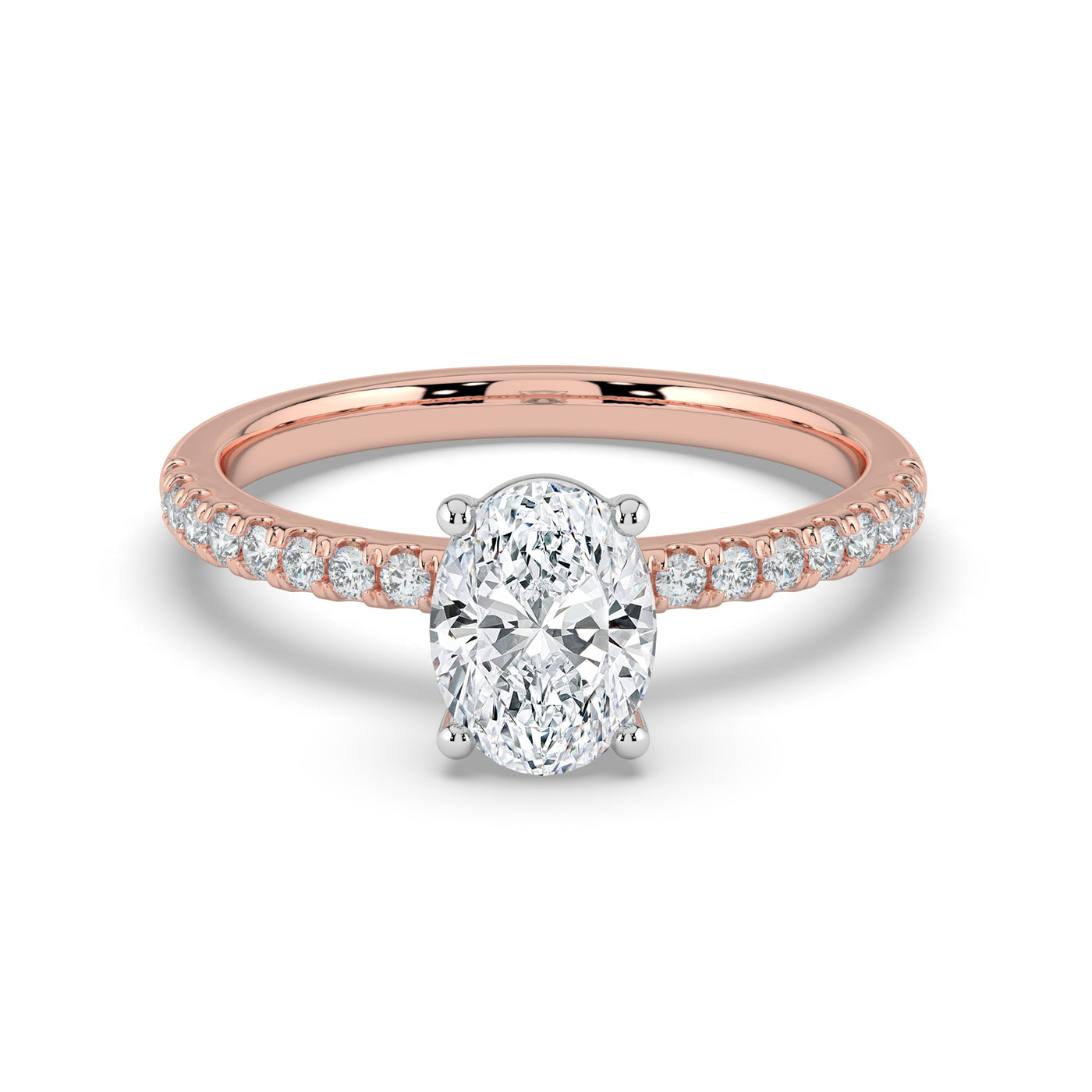 Oval and Diamond Shoulders Ring
