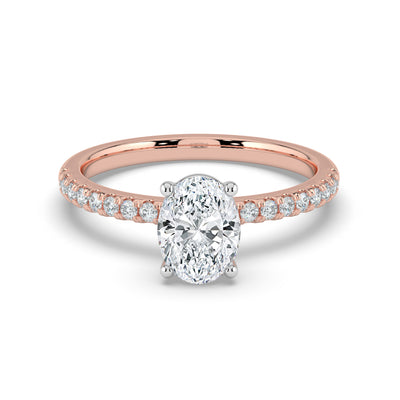 Oval and Diamond Shoulders Ring