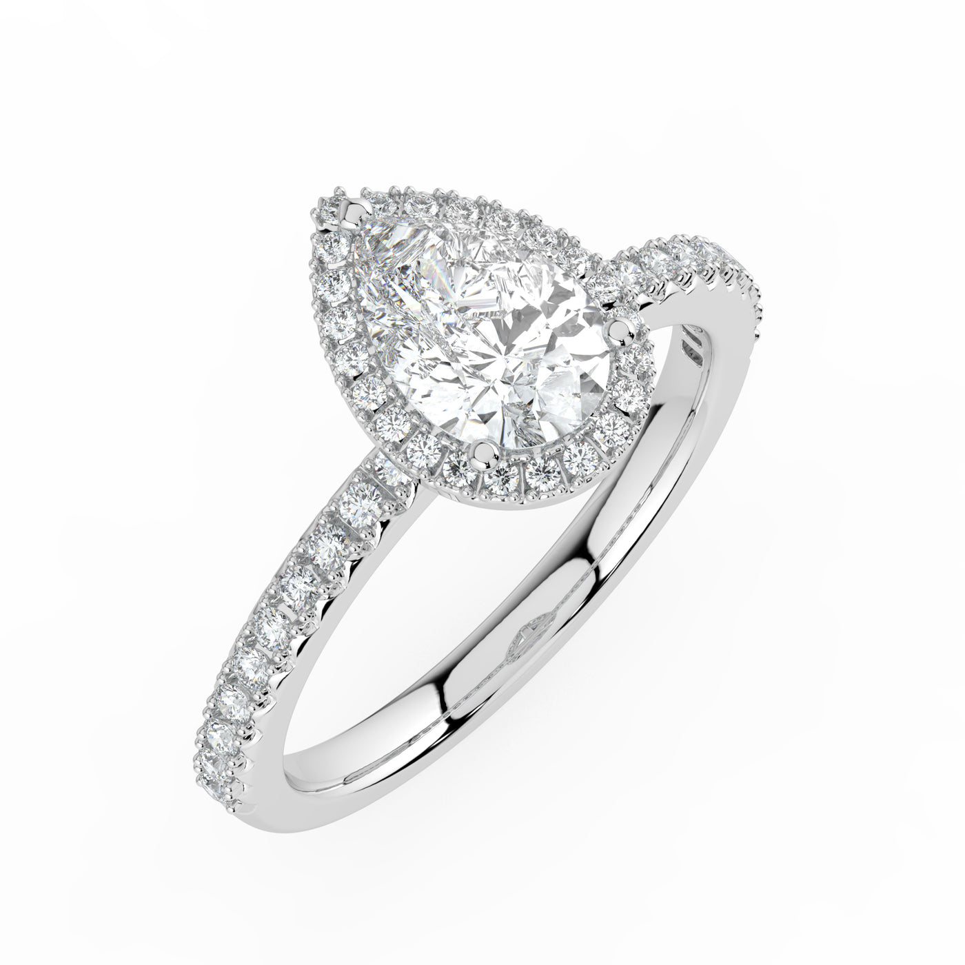 Pear Diamond and Halo Ring