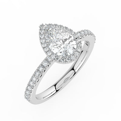 Pear Diamond and Halo Ring